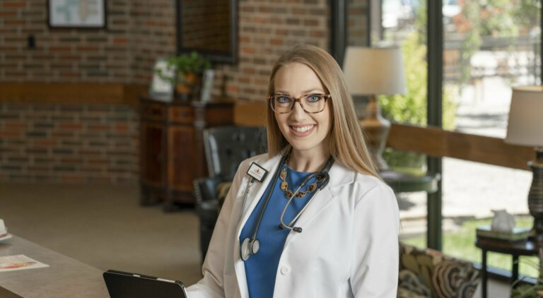 Nurse using ipad