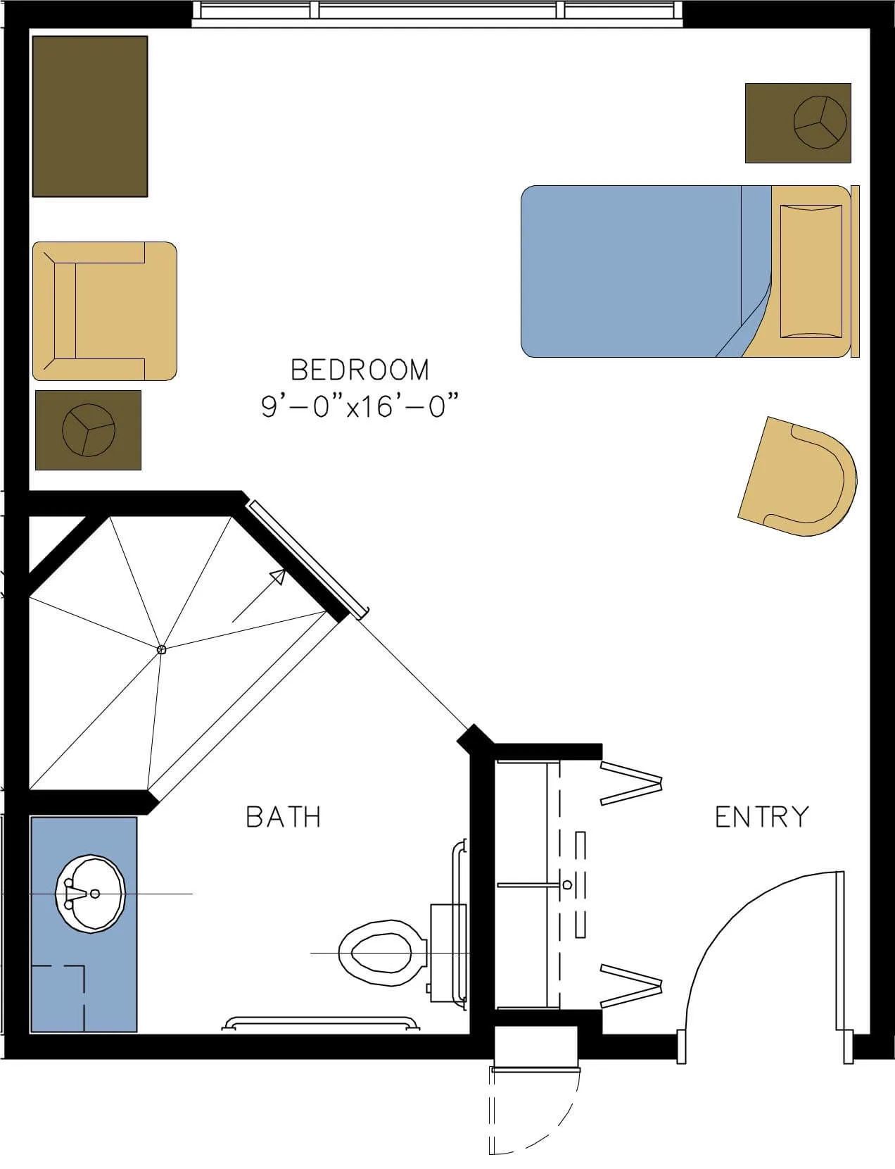 Assisted Living Studio Apartment Floor Plan