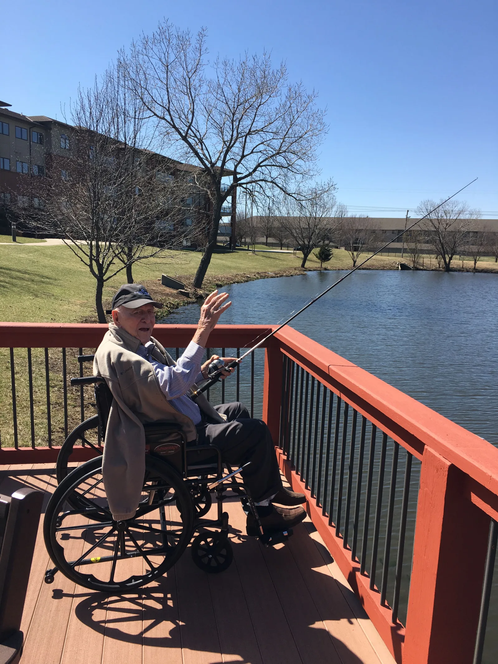 Resident fishing off the dock