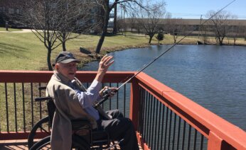 Resident fishing off the dock