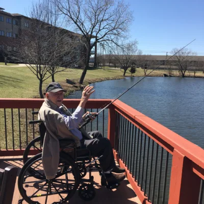 Resident fishing off the dock