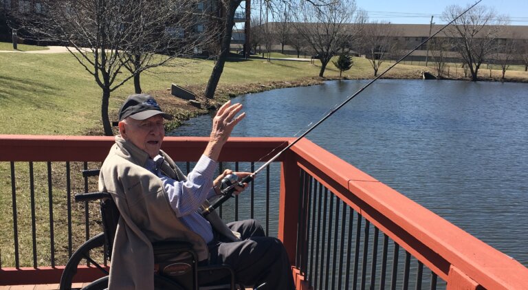 Resident fishing off the dock