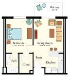 Traditional 1 BR Apartment Floor Plan
