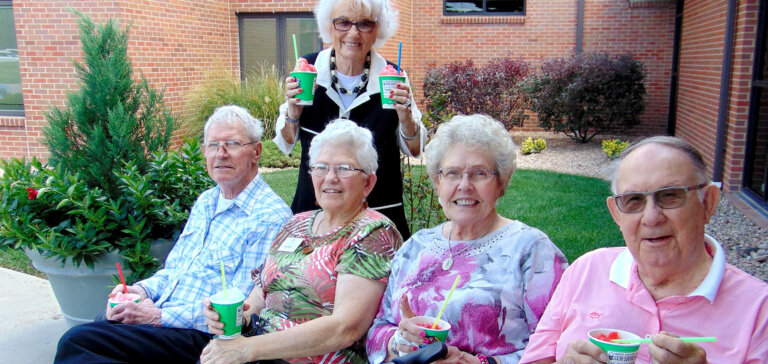 Group of people enjoying slushies