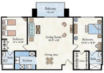 Classic 2 BR Apartment Floor Plan