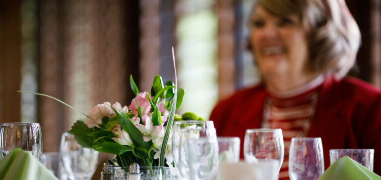 Table setting at the formal dining room