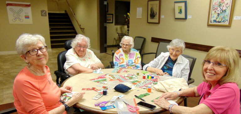 Arts and crafts activity with a group of women