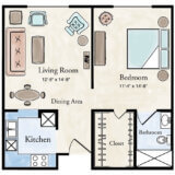 Traditional 1 BR Apartment Floor Plan
