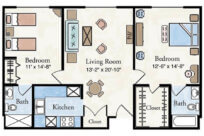 Traditional 2 BR Apartment Floor Plan