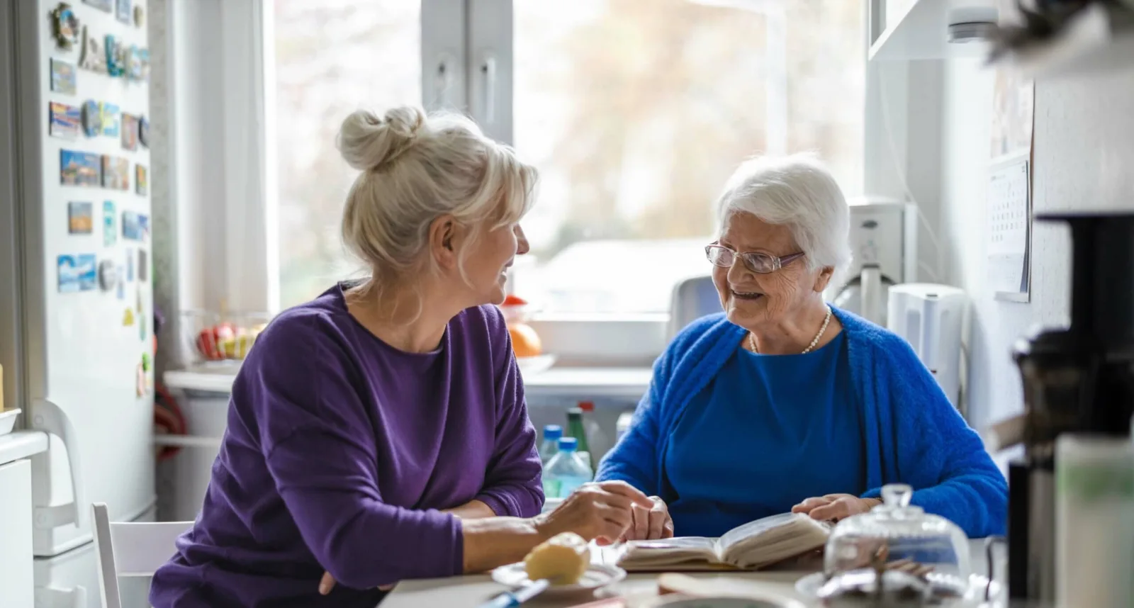 Adult child and senior parent