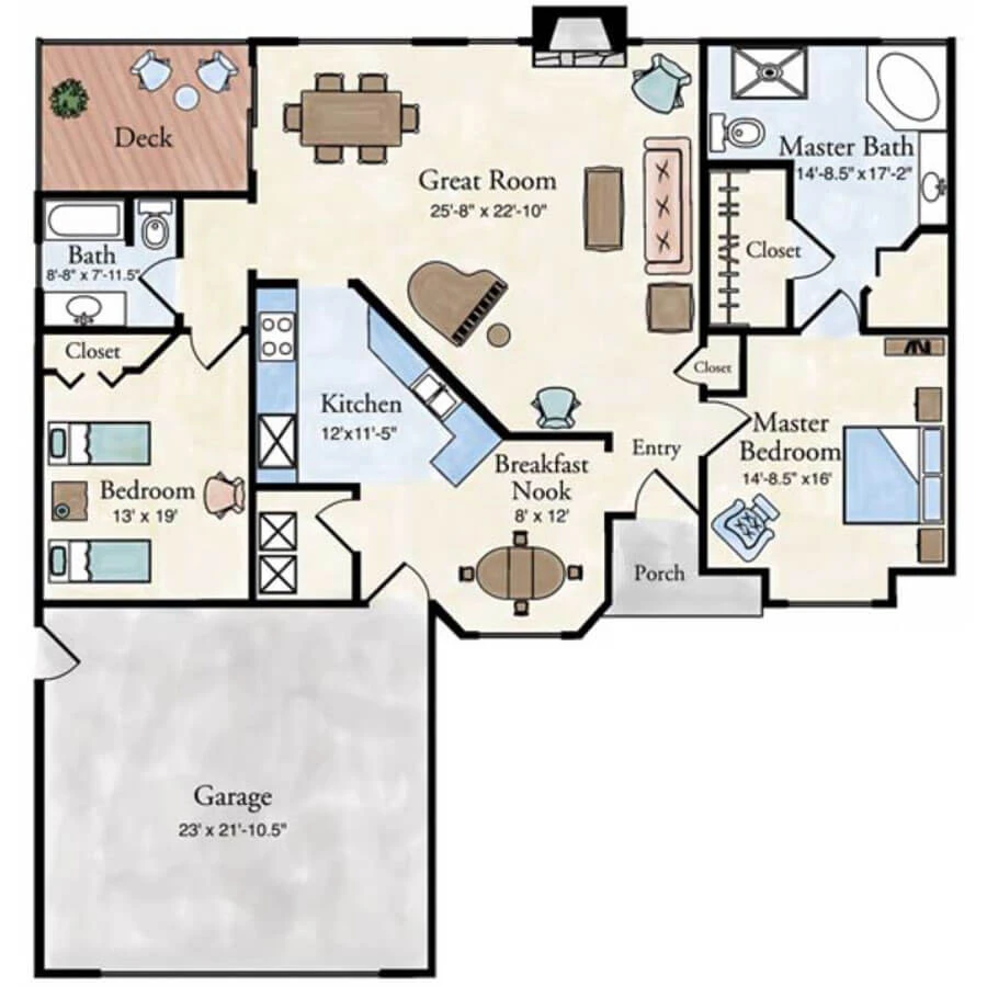 Florentine 2 Bedroom Villa Floor Plan