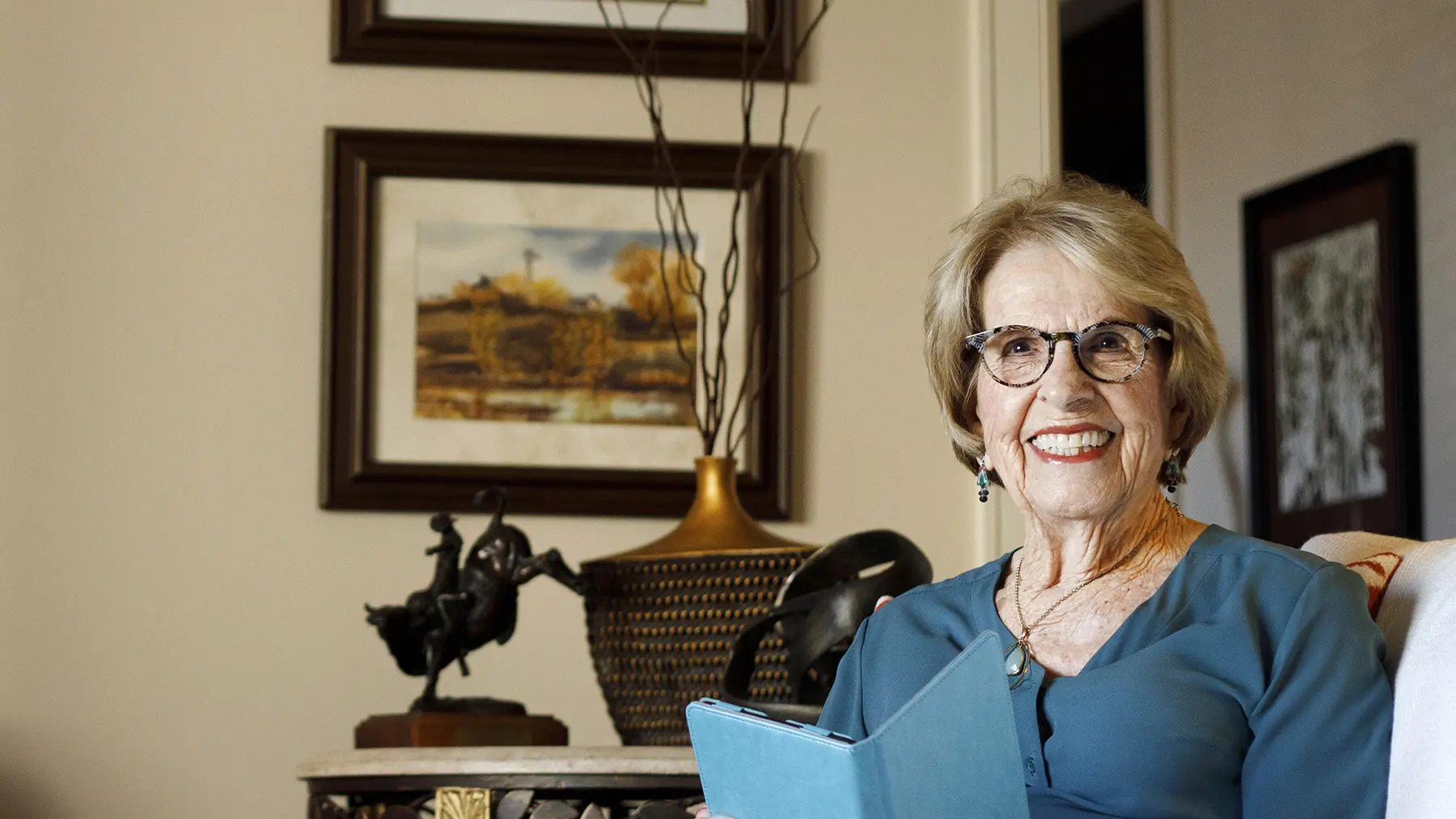 Independent living woman with a book